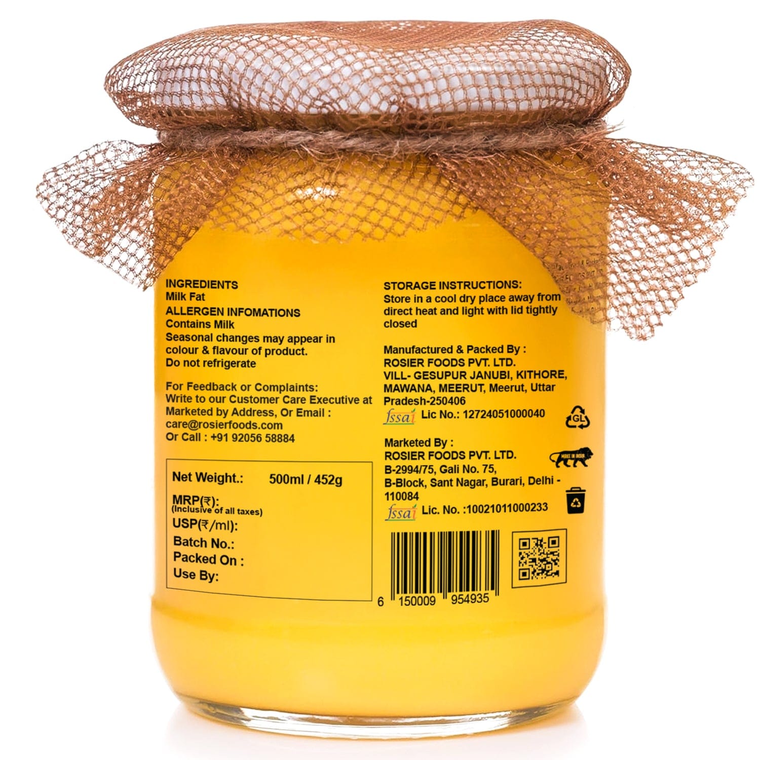 Buy A2 Gir Cow Desi Ghee – 100% Grass-Fed Bilona Method – Rich in Vitamins A, E, K – Boosts Digestion, Gut & Joint Health 500 ML