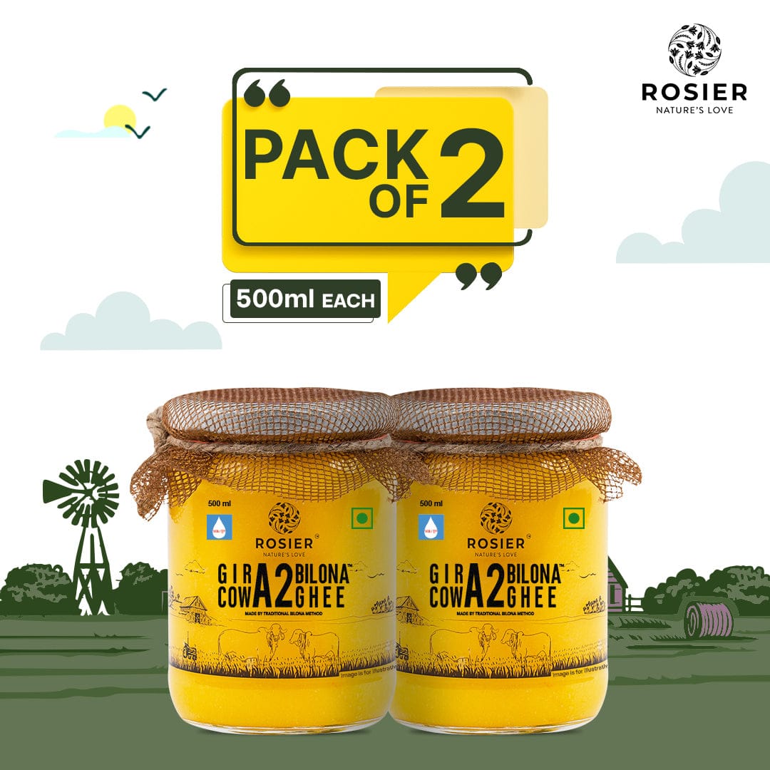 Buy A2 Gir Cow Desi Ghee – 100% Grass-Fed Bilona Method – Rich in Vitamins A, E, K – Boosts Digestion, Gut & Joint Health 500ml Ghee (Pack of 2)