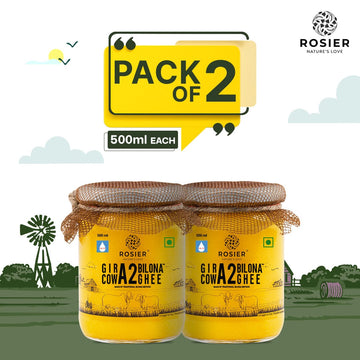 Buy A2 Gir Cow Desi Ghee – 100% Grass-Fed Bilona Method – Rich in Vitamins A, E, K – Boosts Digestion, Gut & Joint Health 500ml Ghee (Pack of 2)