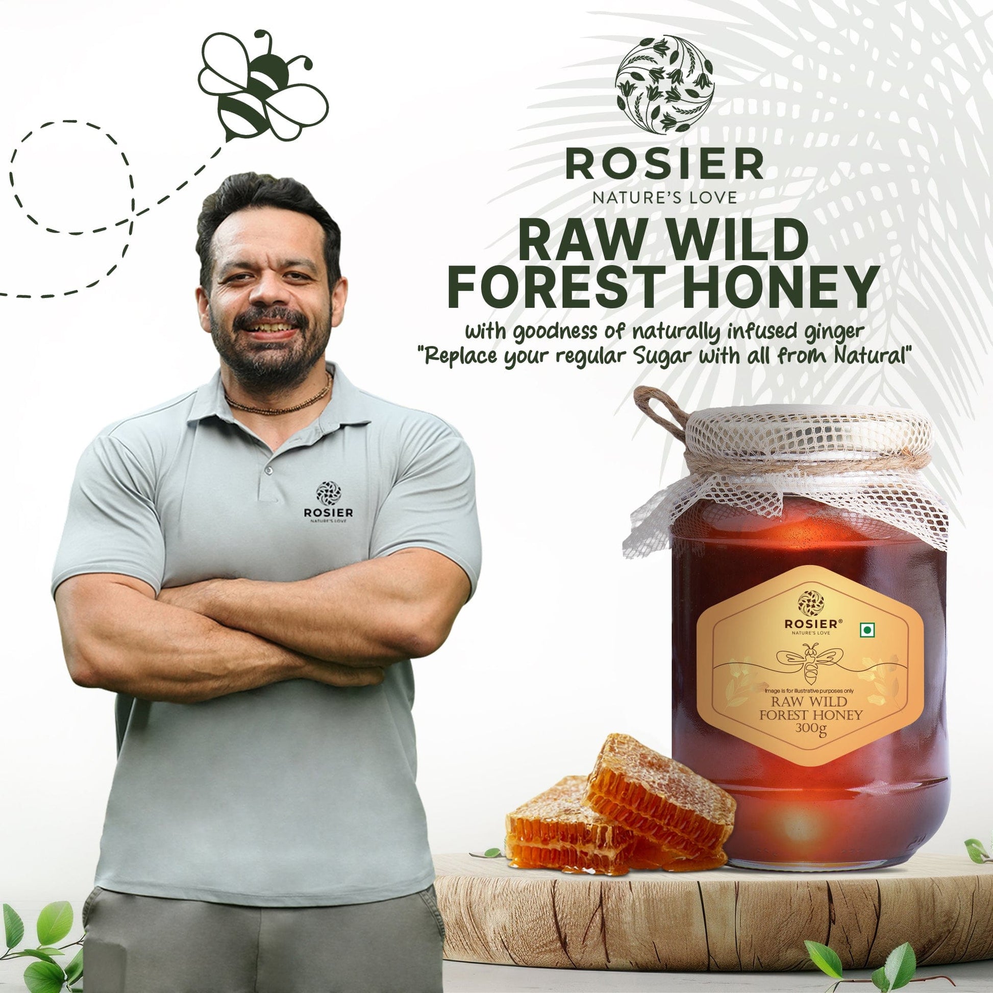 Pure & Organic Wild Forest Honey – Raw Himalayan Multi-Floral Honey – 100% Natural & Ayurvedic – No Added Sugar – Natural Sweetener – Immunity Booster & Cough Relief 300 Gms