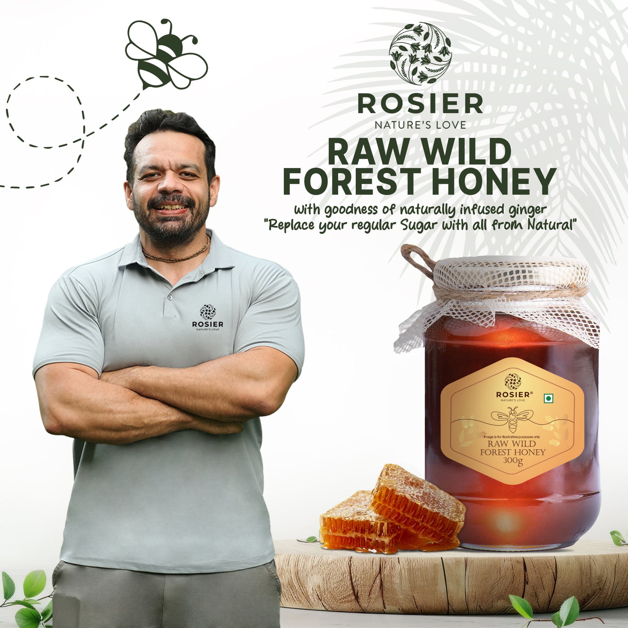 Pure & Organic Wild Forest Honey – Raw Himalayan Multi-Floral Honey – 100% Natural & Ayurvedic – No Added Sugar – Natural Sweetener – Immunity Booster & Cough Relief 300 Gms