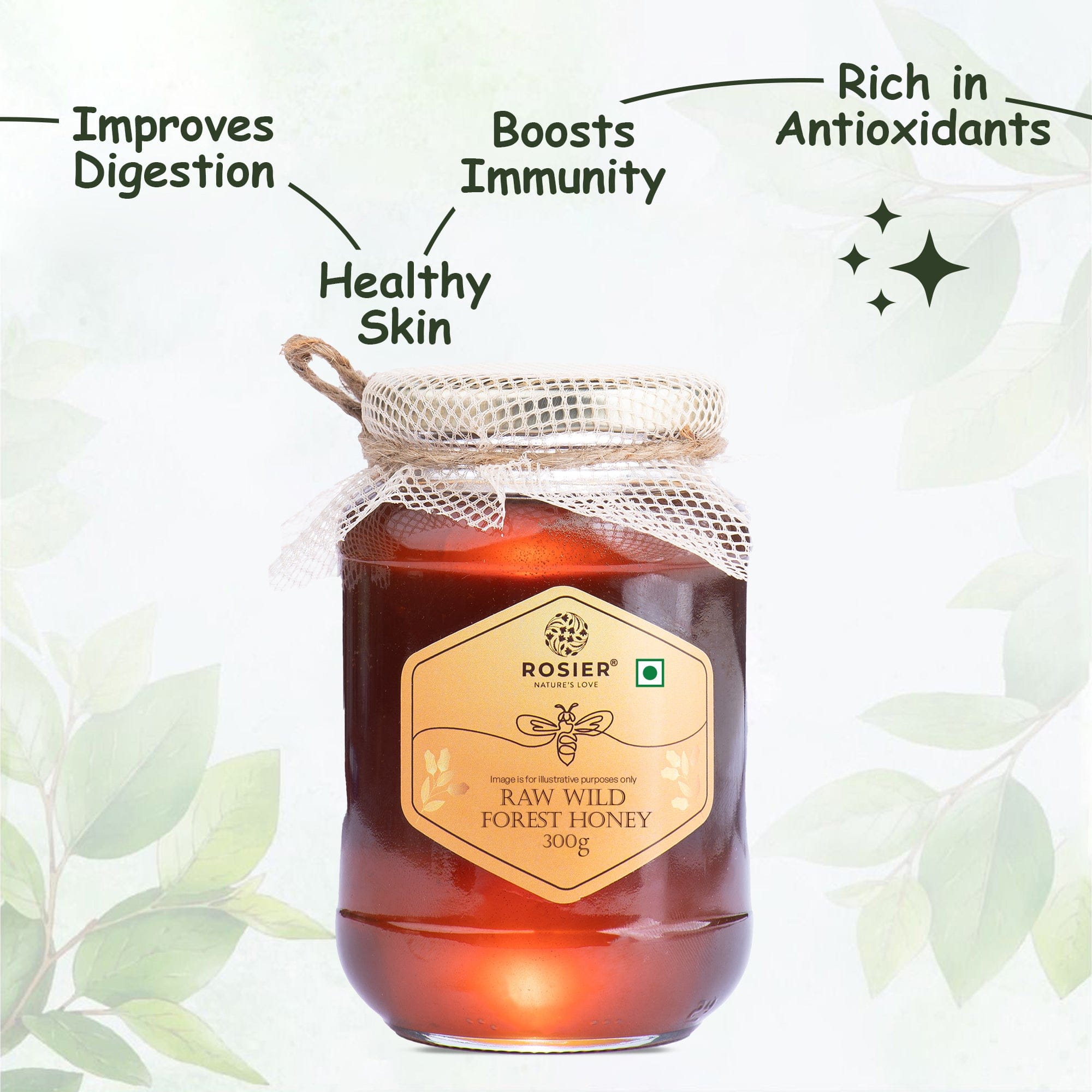 Pure & Organic Wild Forest Honey – Raw Himalayan Multi-Floral Honey – 100% Natural & Ayurvedic – No Added Sugar – Natural Sweetener – Immunity Booster & Cough Relief 300 Gms
