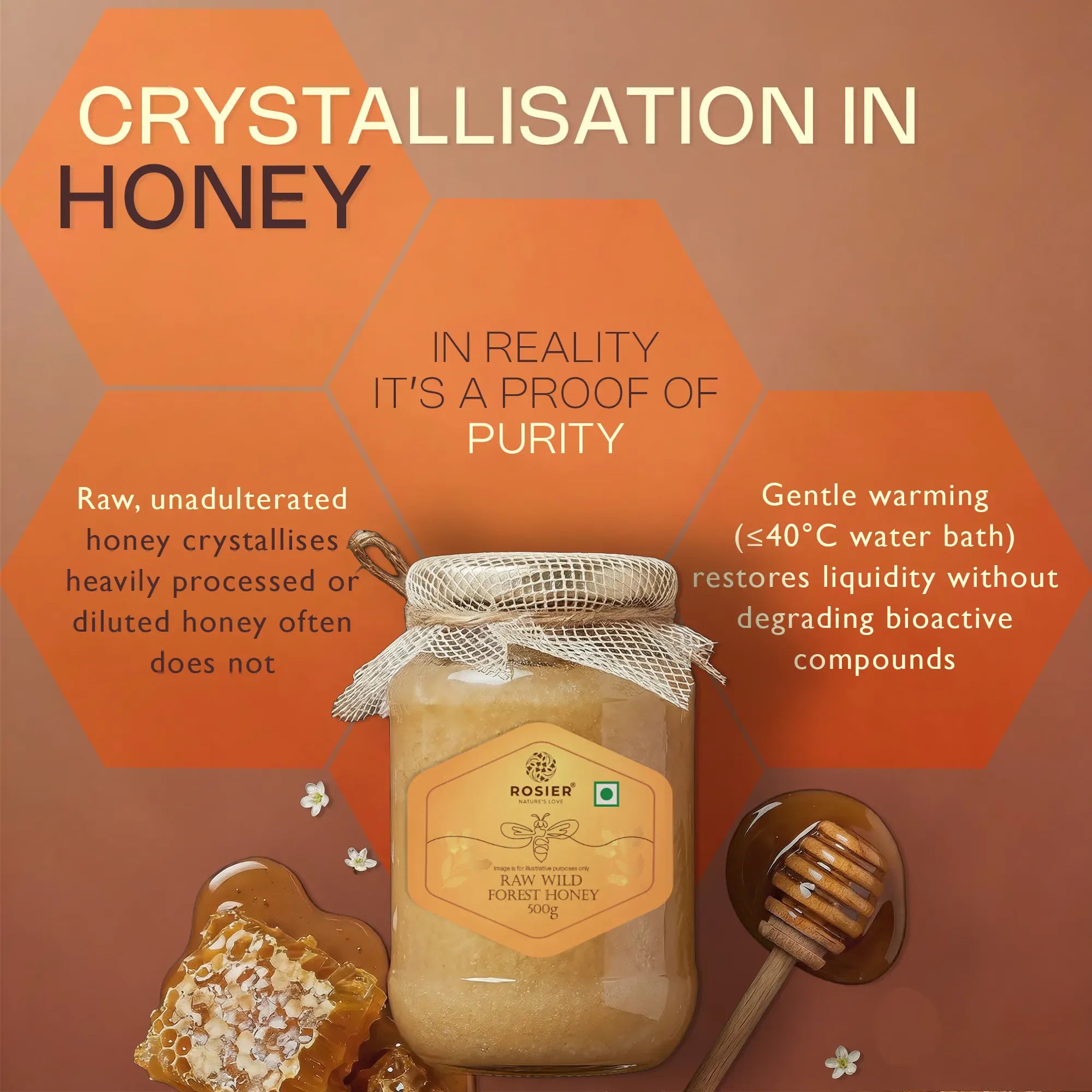 Pure & Organic Wild Forest Honey – Raw Himalayan Multi-Floral Honey – 100% Natural & Ayurvedic – No Added Sugar – Natural Sweetener – Immunity Booster & Cough Relief 500g