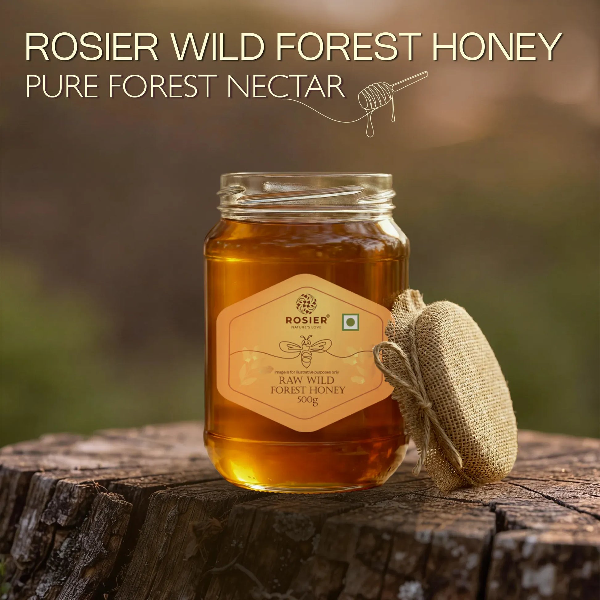Pure & Organic Wild Forest Honey – Raw Himalayan Multi-Floral Honey – 100% Natural & Ayurvedic – No Added Sugar – Natural Sweetener – Immunity Booster & Cough Relief 500g