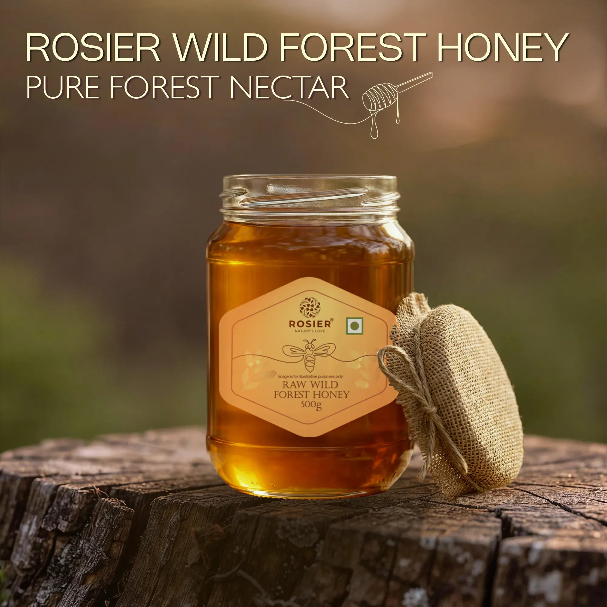 Pure & Organic Wild Forest Honey – Raw Himalayan Multi-Floral Honey – 100% Natural & Ayurvedic – No Added Sugar – Natural Sweetener – Immunity Booster & Cough Relief 500g