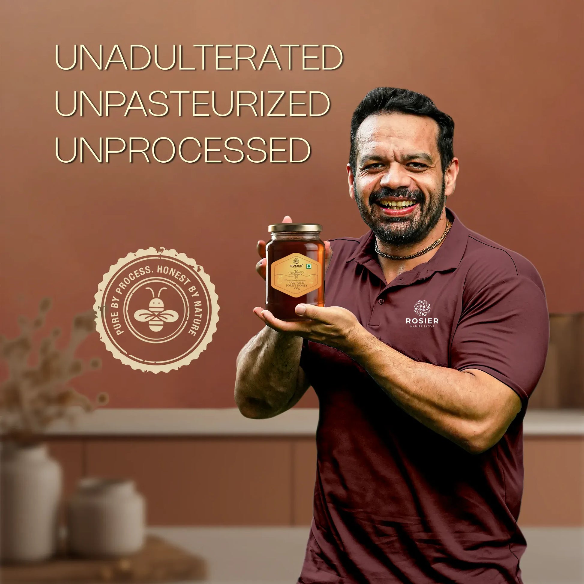 Pure & Organic Wild Forest Honey – Raw Himalayan Multi-Floral Honey – 100% Natural & Ayurvedic – No Added Sugar – Natural Sweetener – Immunity Booster & Cough Relief 500g