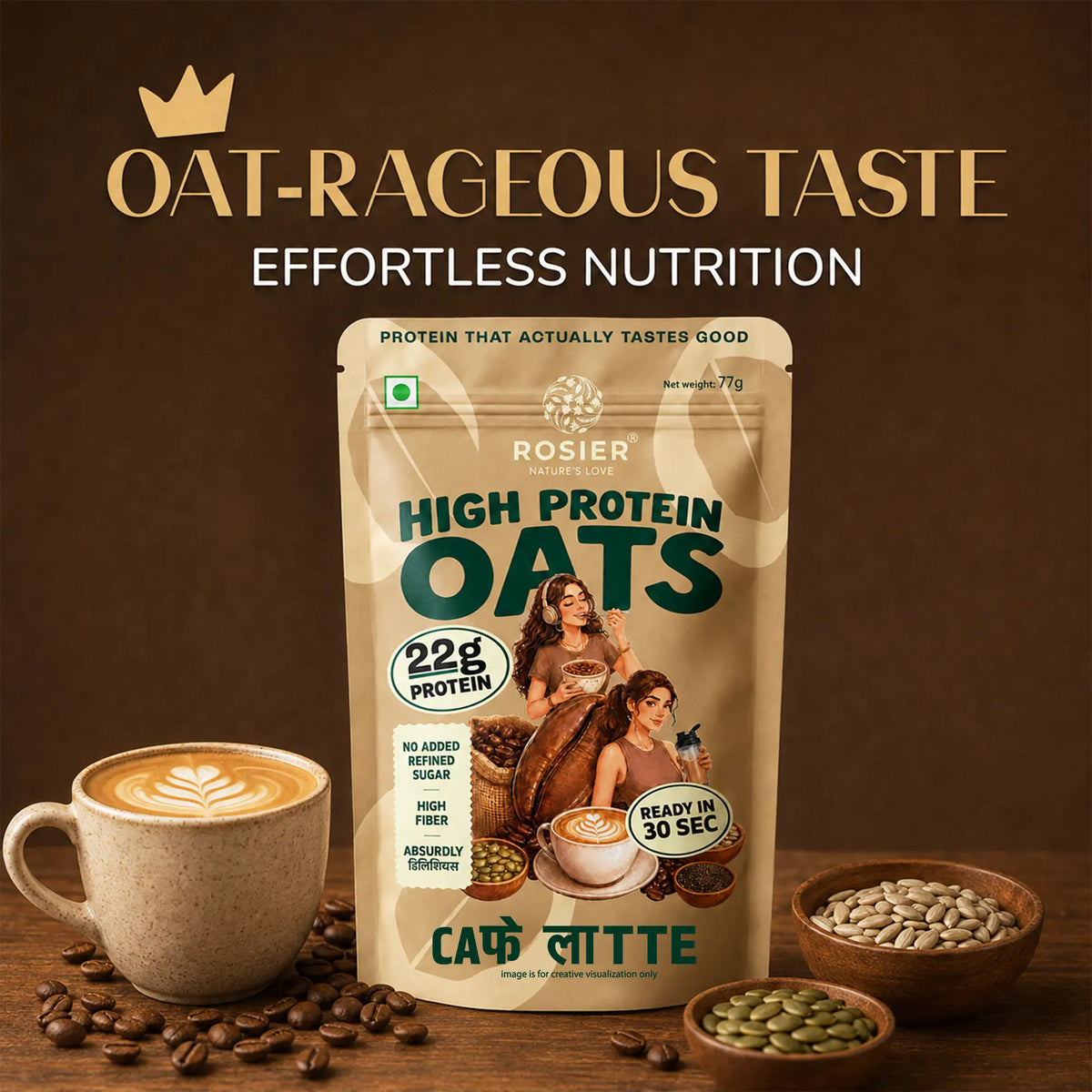 Cafe Latte Protein Oats - High Protein | Rosier Foods Pack of 1 X 6