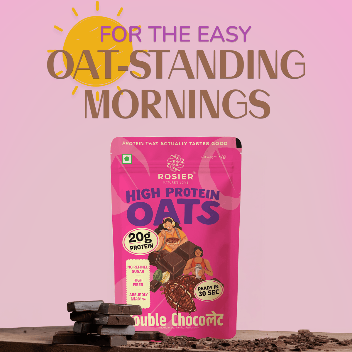 Double Chocolate Protein Oats - High Protein | Rosier Foods Pack of 1 X 6