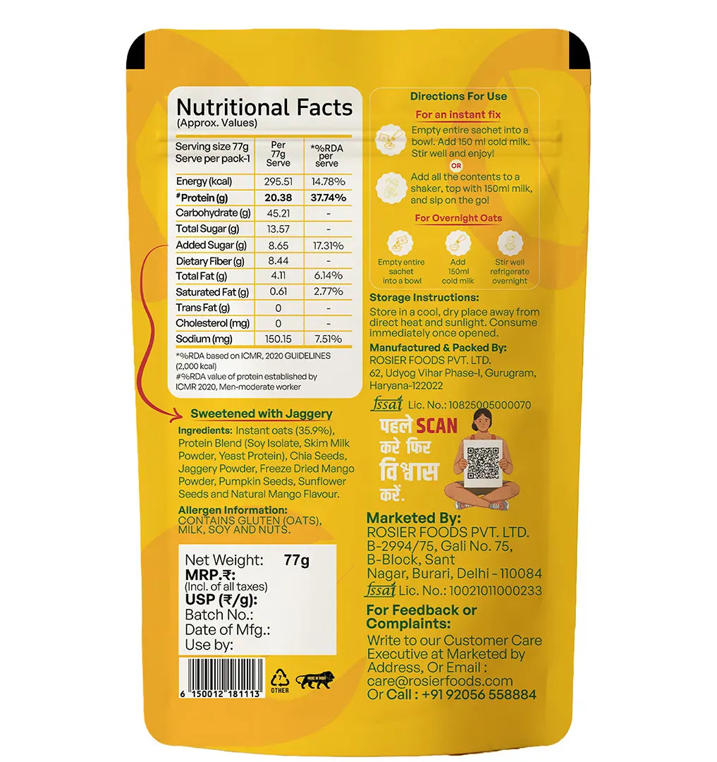 High Protein Oats - Mango Tango Pack of 1 X 6