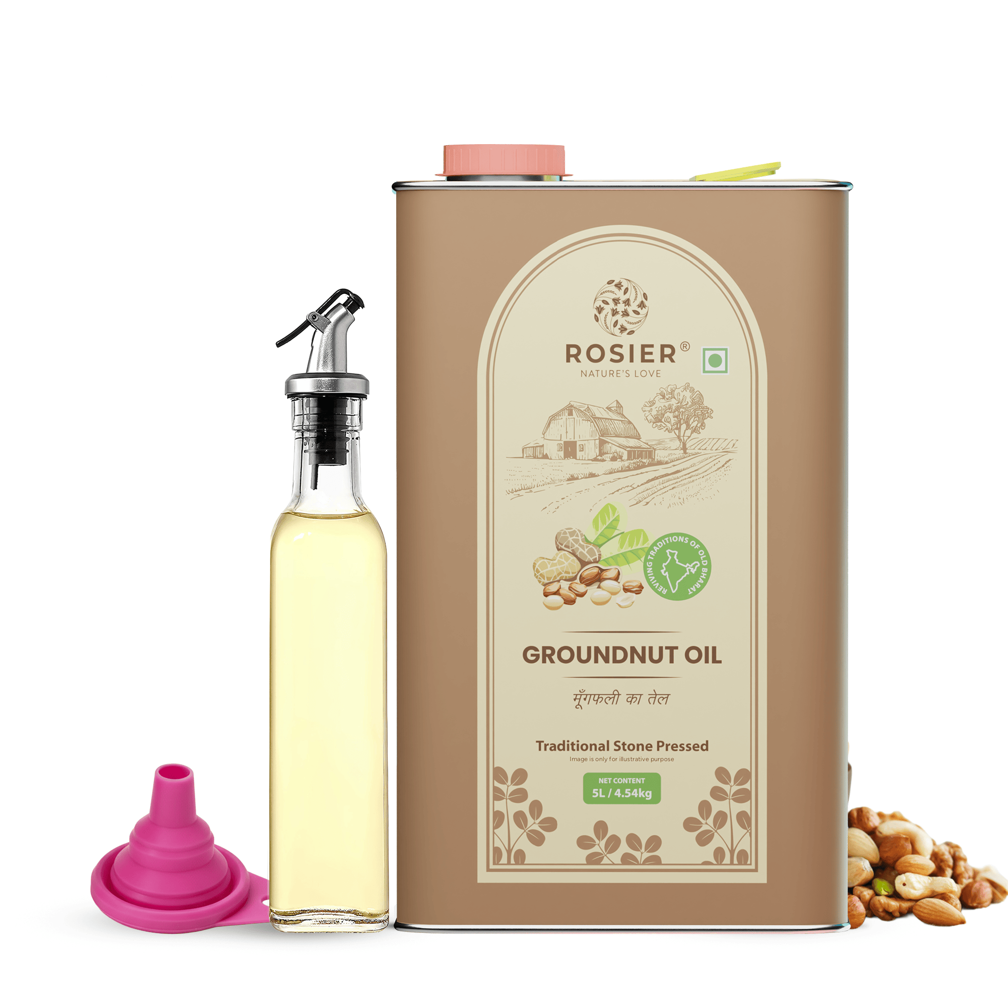 Stone Pressed Groundnut Oil + Oil kit (5 Ltr) 5 L (Tin Pack) + Oil Kit