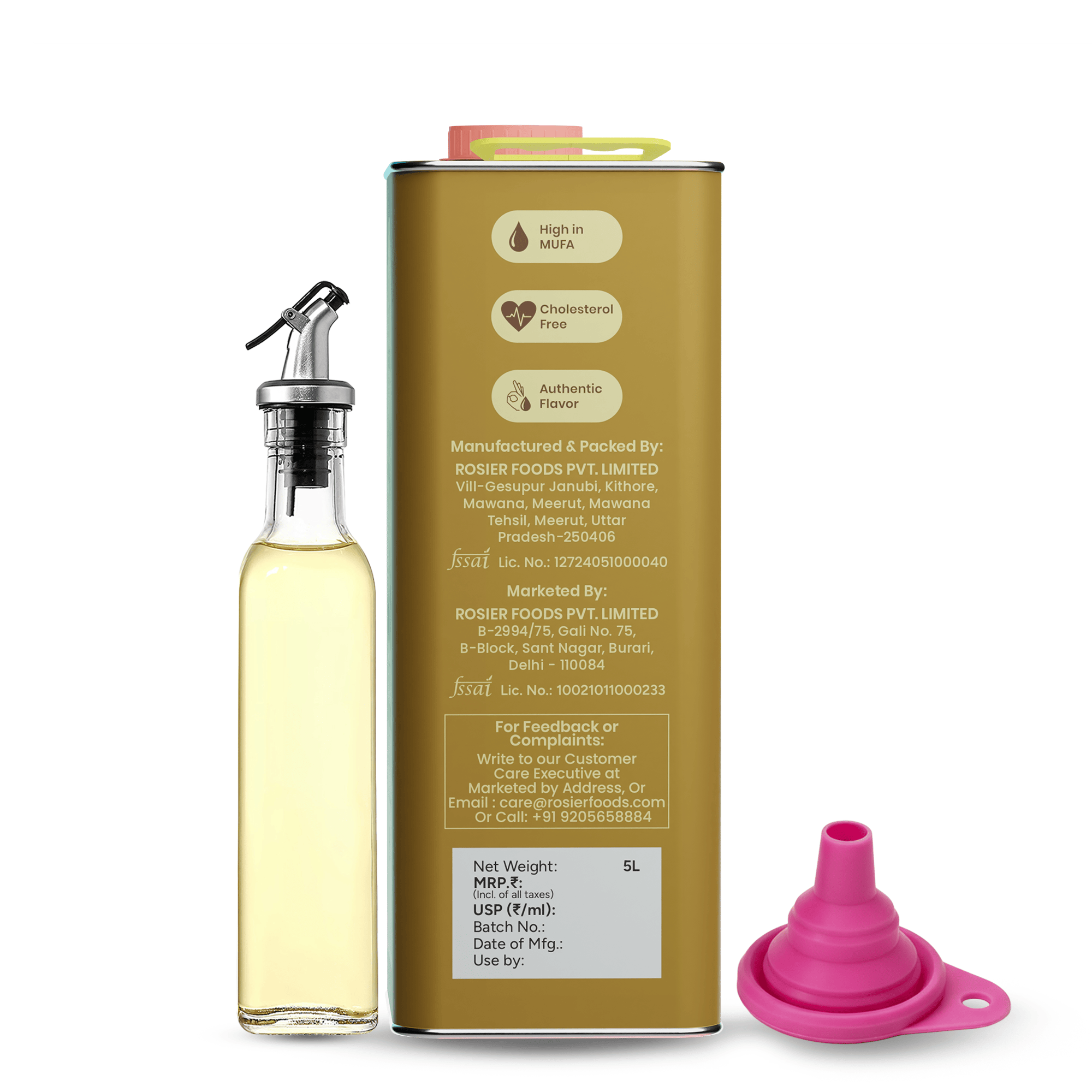 Stone Pressed Yellow Mustard Oil – Cold-Pressed, Chemical-Free & Rich in Nutrients – 5L Tin – High Smoke Point, Heart & Immunity Boosting 5 L (Tin Pack) + Oil Kit