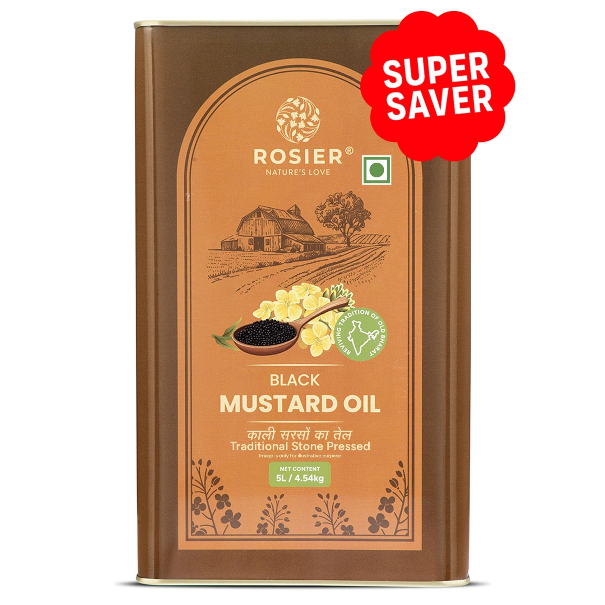 Stone Pressed Black Mustard Oil 5 L (Tin Pack)