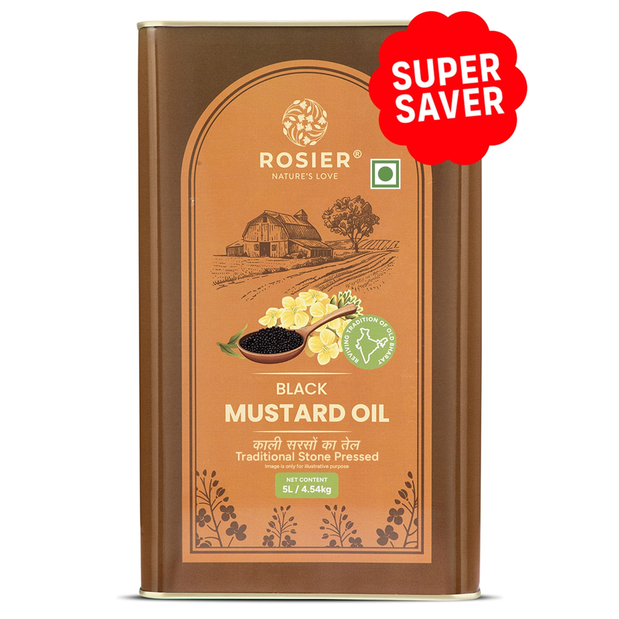 Stone Pressed Black Mustard Oil 5 L (Tin Pack)