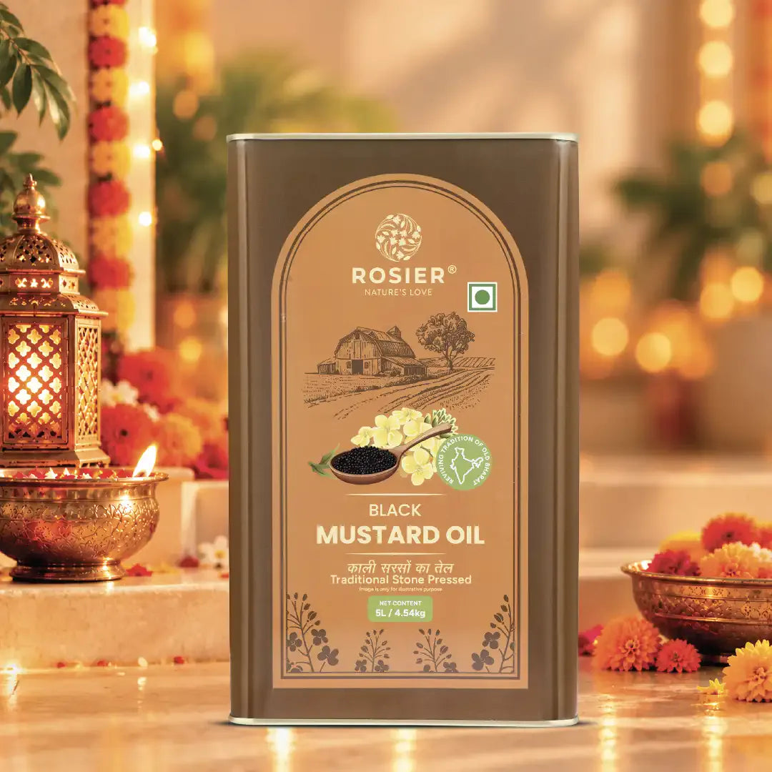 Cold Pressed Black Mustard Oil (Stone Pressed) | Rosier Foods 5 L (Tin Pack)