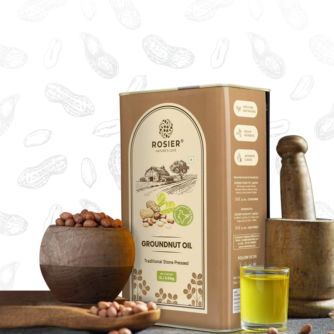 Stone Pressed Groundnut Oil 5 Ltr 5 L (Tin Pack)