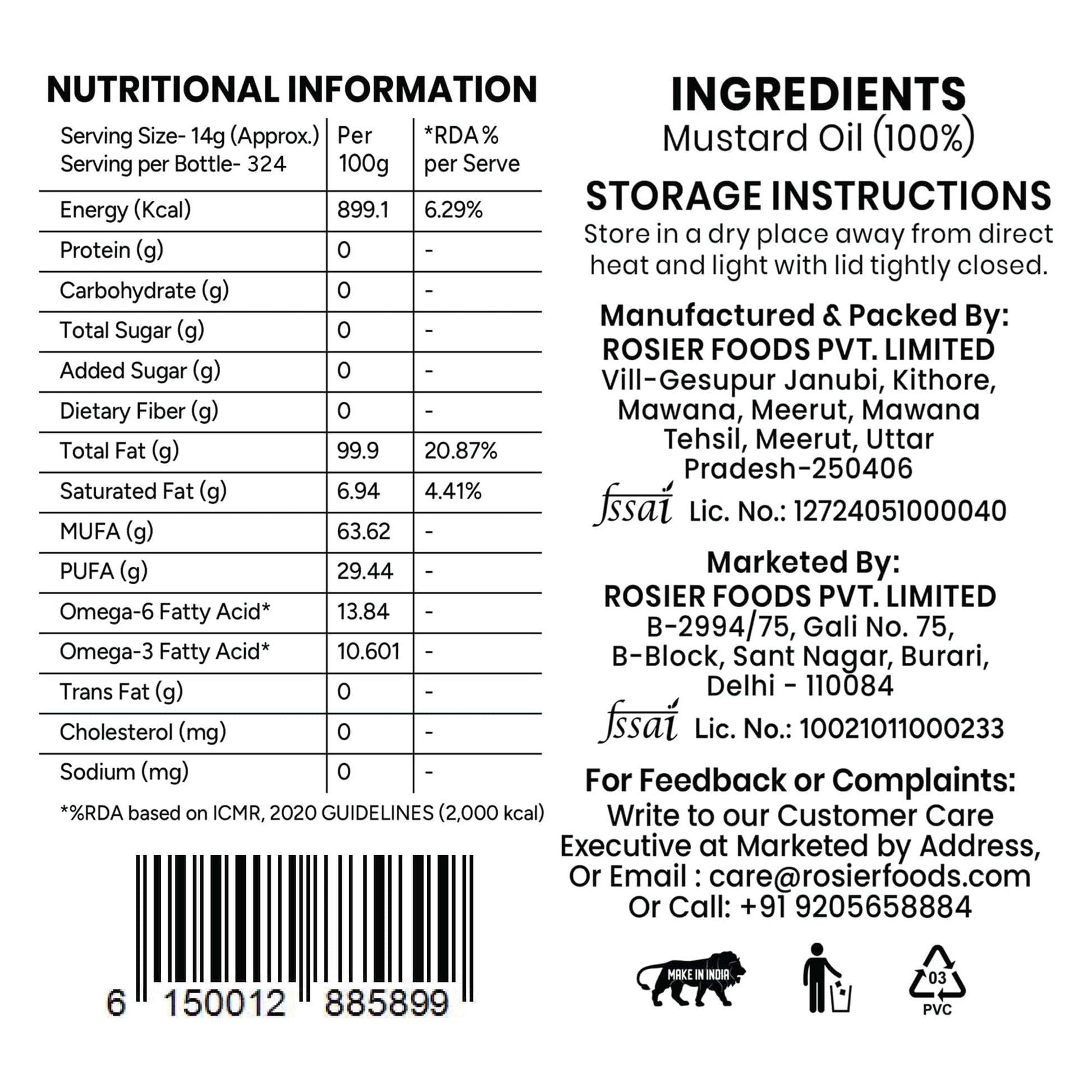 Stone Pressed Black Mustard Oil