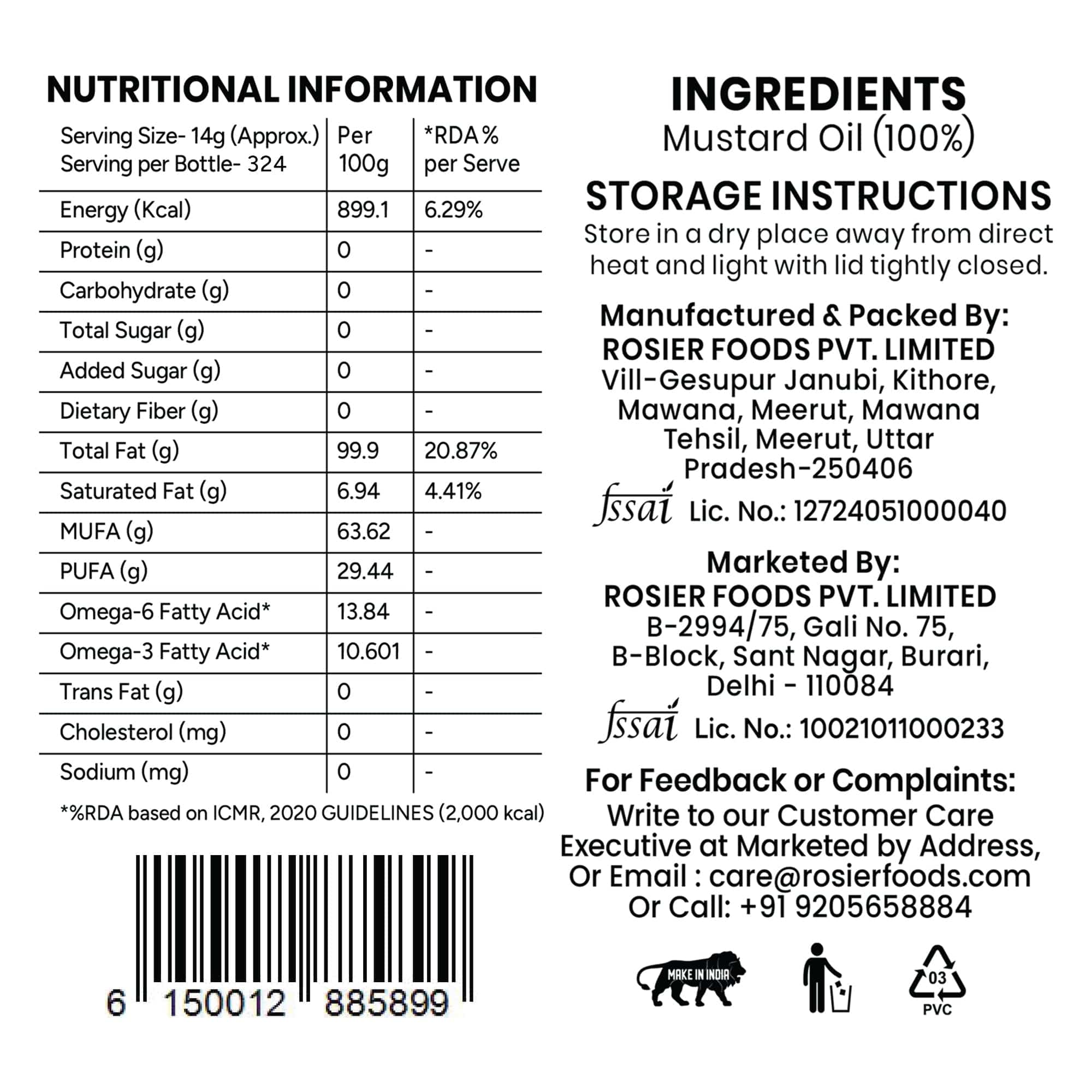 Stone Pressed Black Mustard Oil