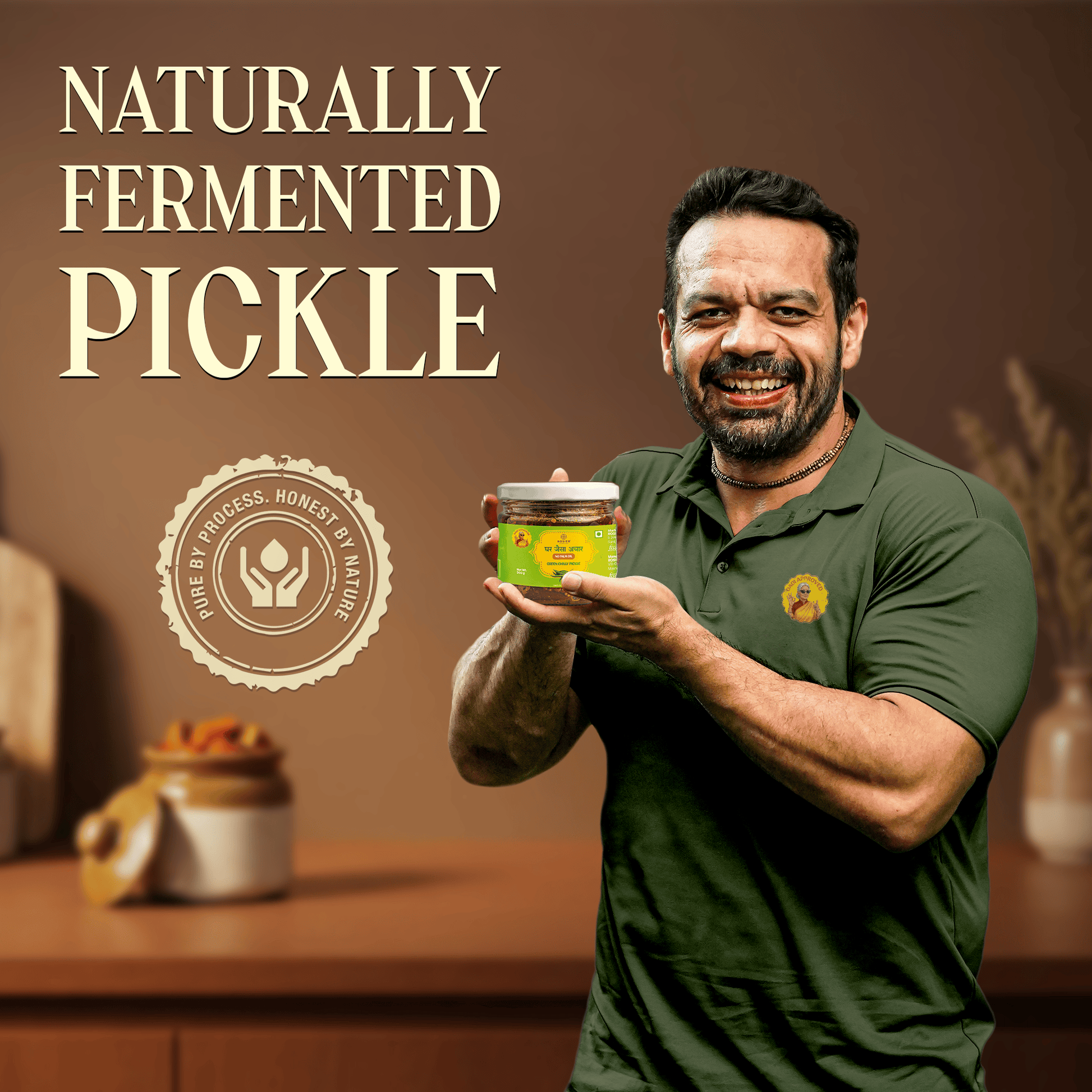 Green Chilli Pickle – Spicy Green Chilli Achar – Traditional Homemade Indian Pickle – Natural Ingredients – 300g Glass Jar - No Artificial Preservatives 300 Gms