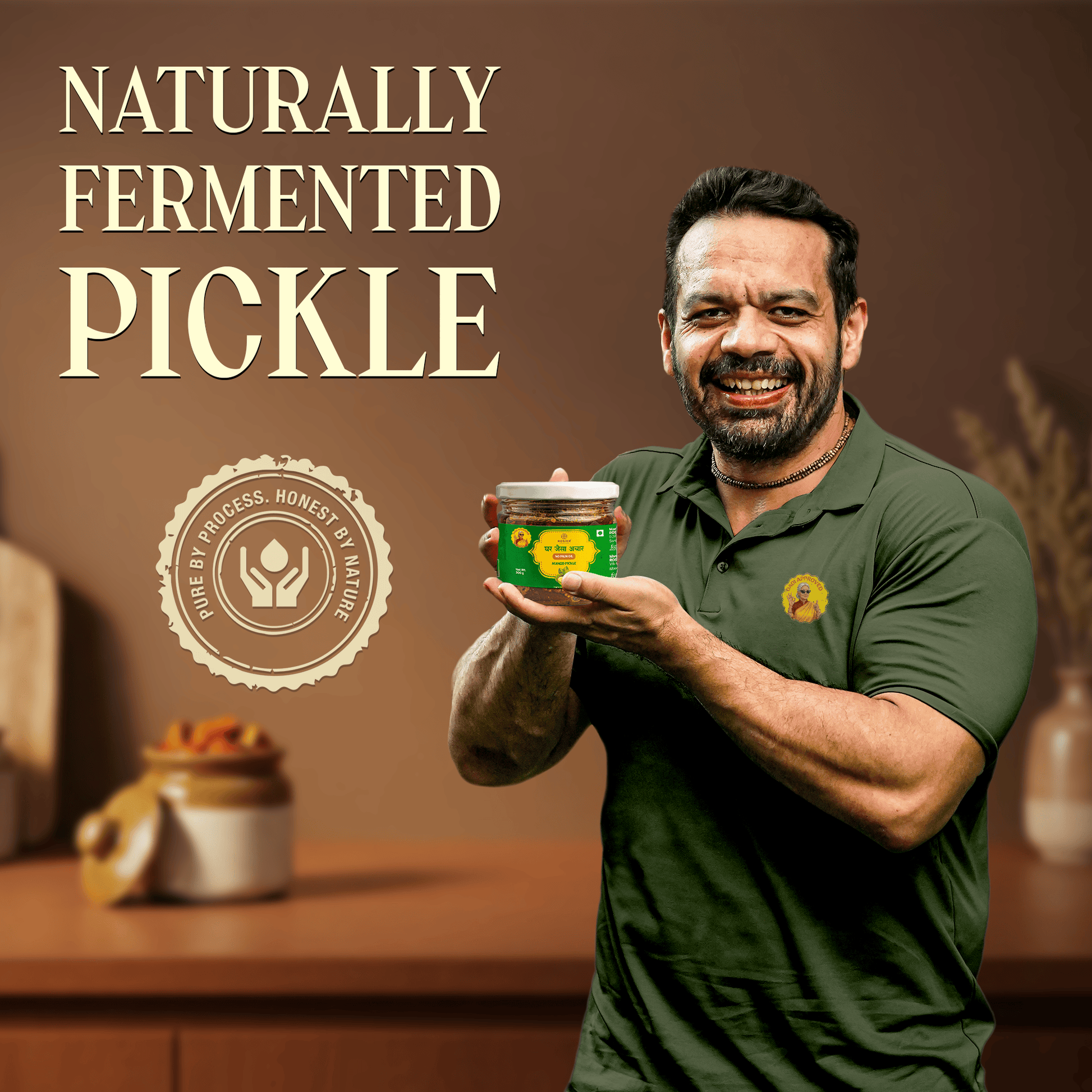 Mango Pickle – Aam Ka Achar – Traditional Homemade Indian Pickle – Natural Ingredients – 300g Glass Jar - No Artificial Preservatives 300 Gms