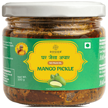 Mango Pickle – Aam Ka Achar – Traditional Homemade Indian Pickle – Natural Ingredients – 300g Glass Jar - No Artificial Preservatives 300 Gms